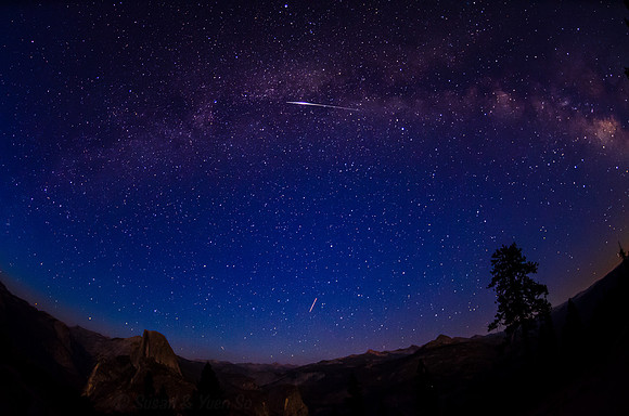 Iridium flare over Half Dome
